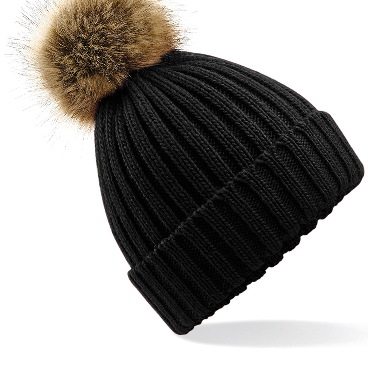 Beechfield Fur Pop Pom Chunky Beanie