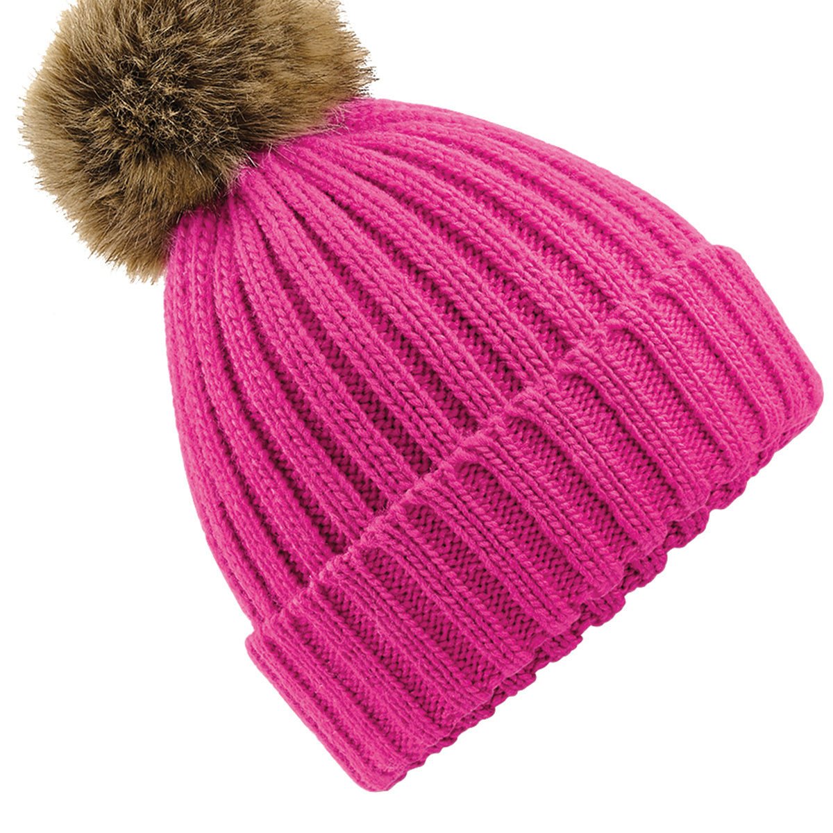 Beechfield Fur Pop Pom Chunky Beanie