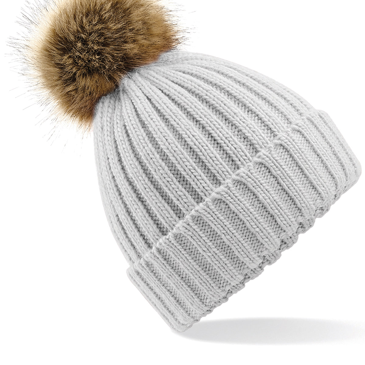 Beechfield Fur Pop Pom Chunky Beanie