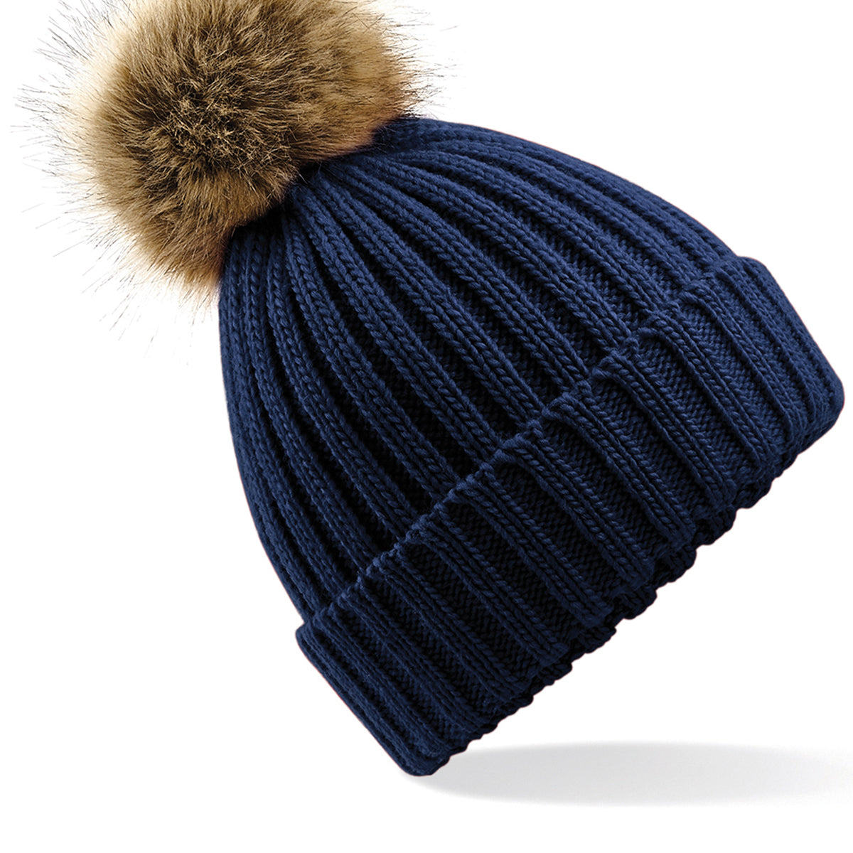 Beechfield Fur Pop Pom Chunky Beanie
