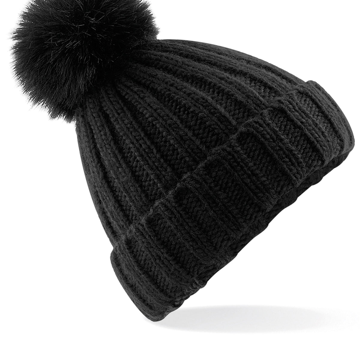Beechfield Verbier Fur Pop Pom Chunky Beanie