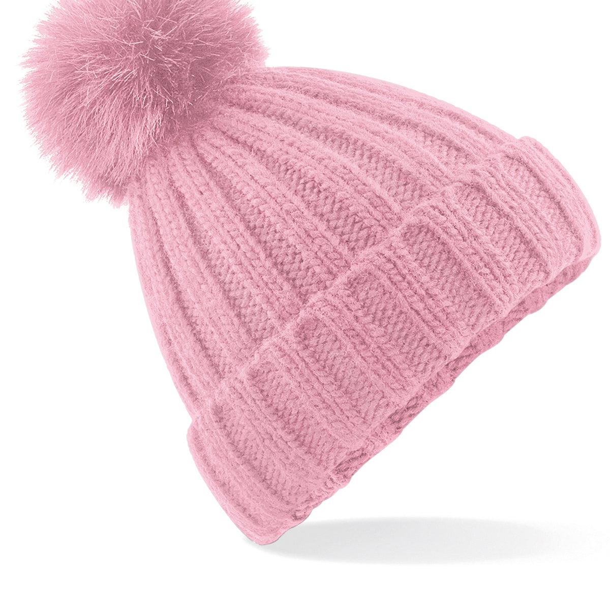 Beechfield Verbier Fur Pop Pom Chunky Beanie