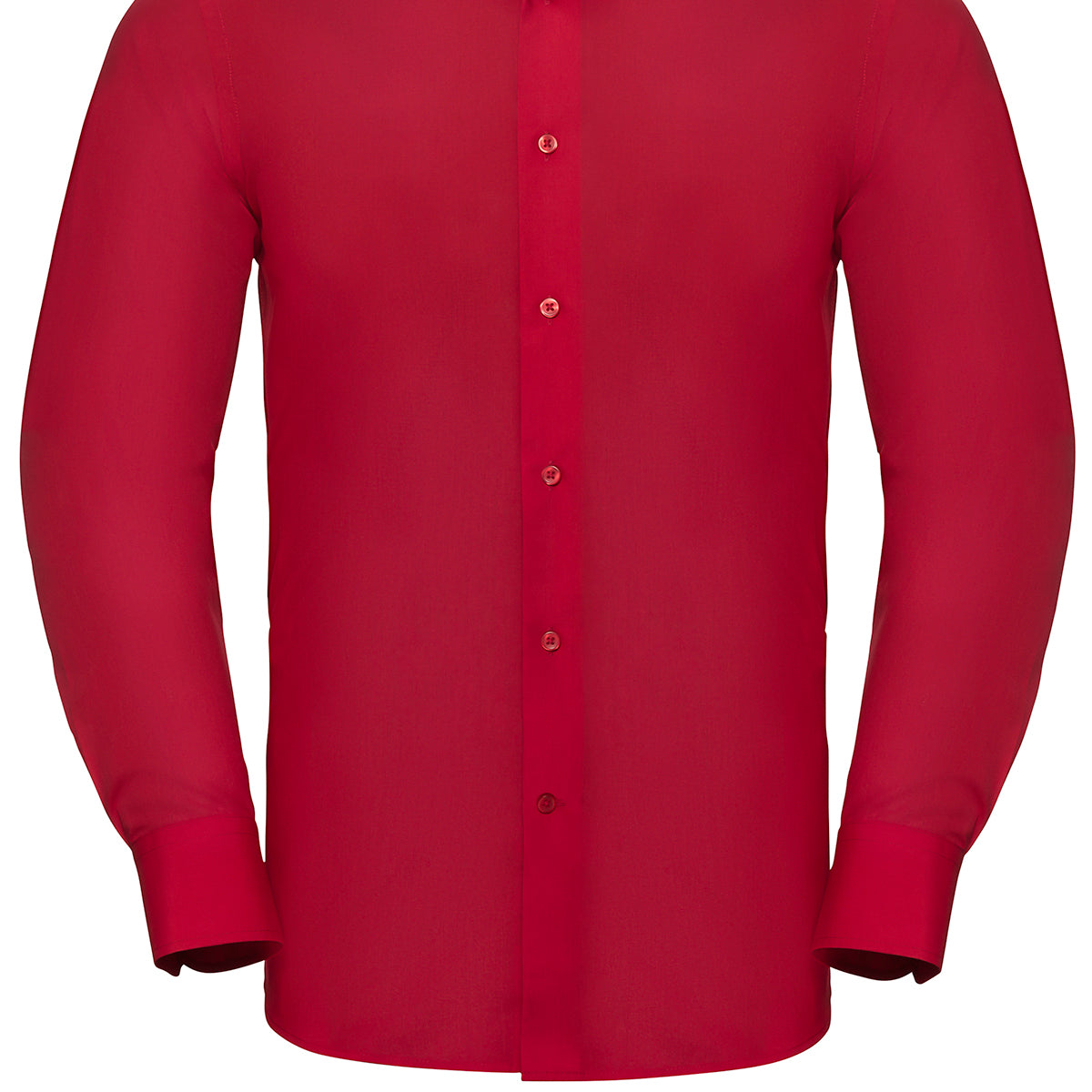 Russell Collection Long Sleeve Polycotton Easycare Fitted Poplin Shirt