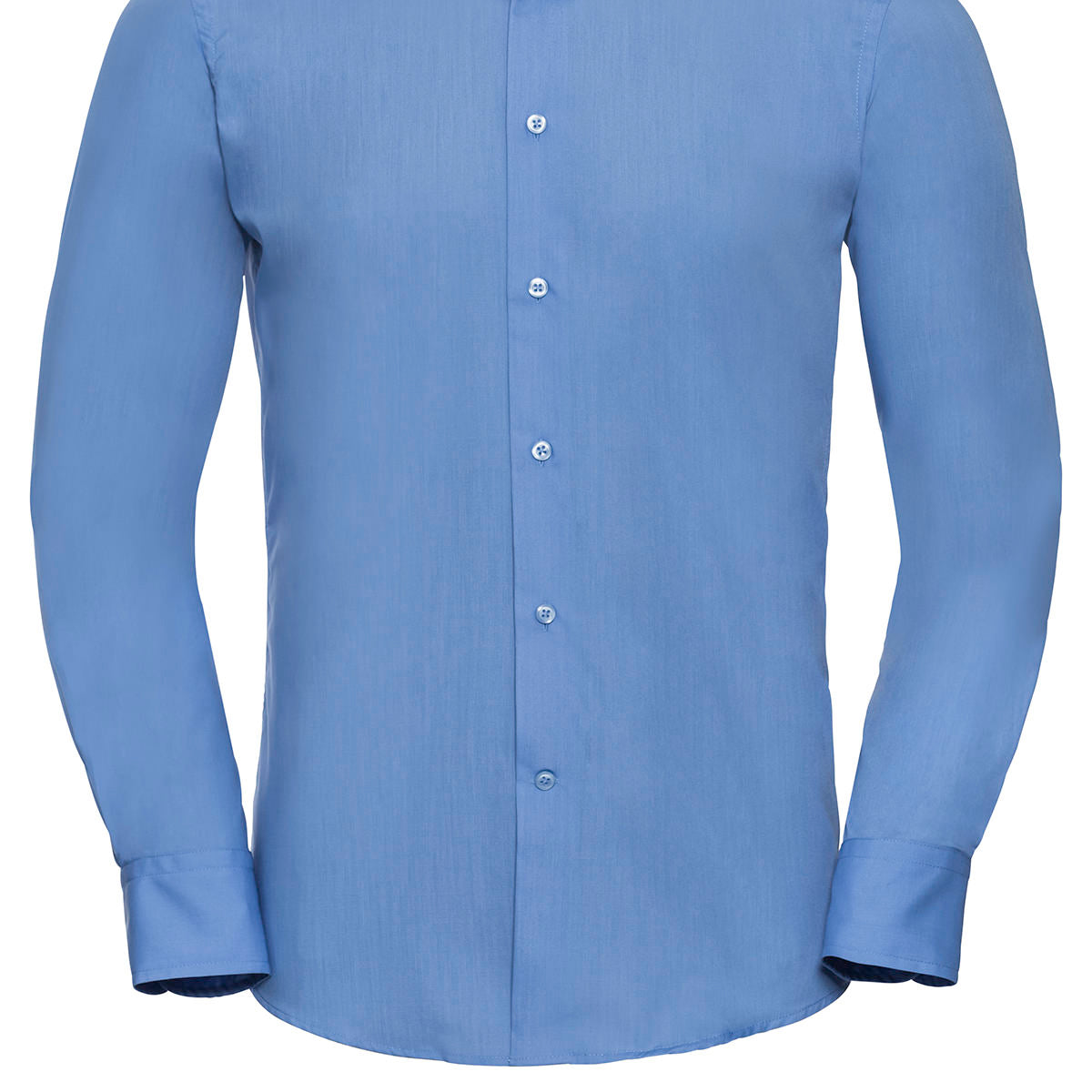 Russell Collection Long Sleeve Polycotton Easycare Fitted Poplin Shirt