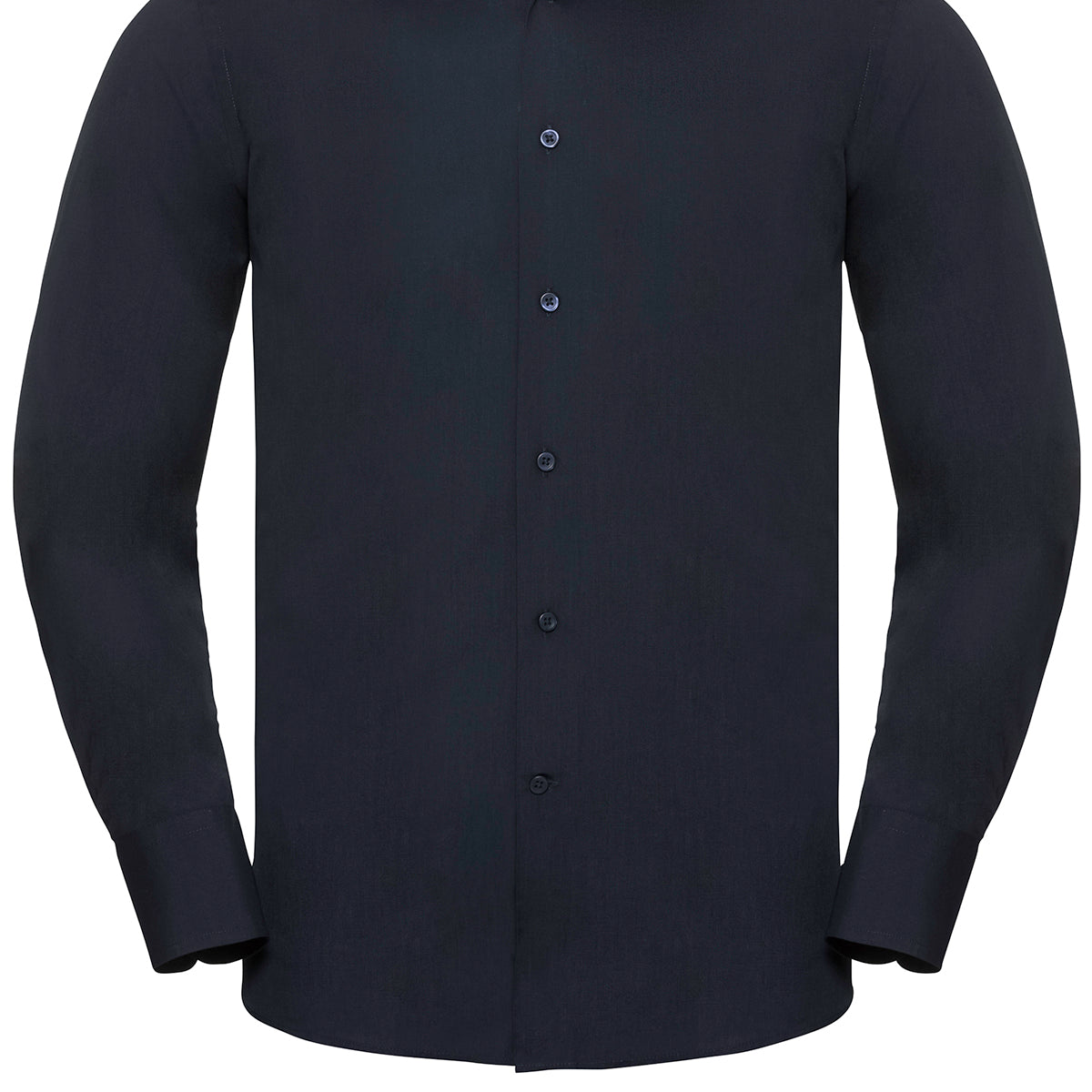 Russell Collection Long Sleeve Polycotton Easycare Fitted Poplin Shirt