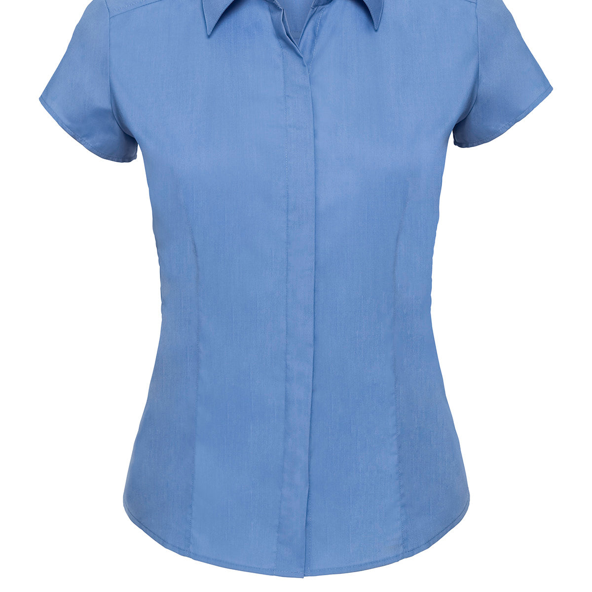 Russell Collection Women's Cap Sleeve Polycotton Easycare Fitted Poplin Shirt