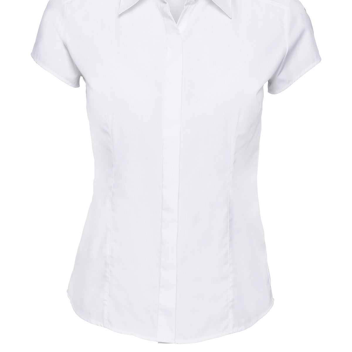 Russell Collection Women's Cap Sleeve Polycotton Easycare Fitted Poplin Shirt