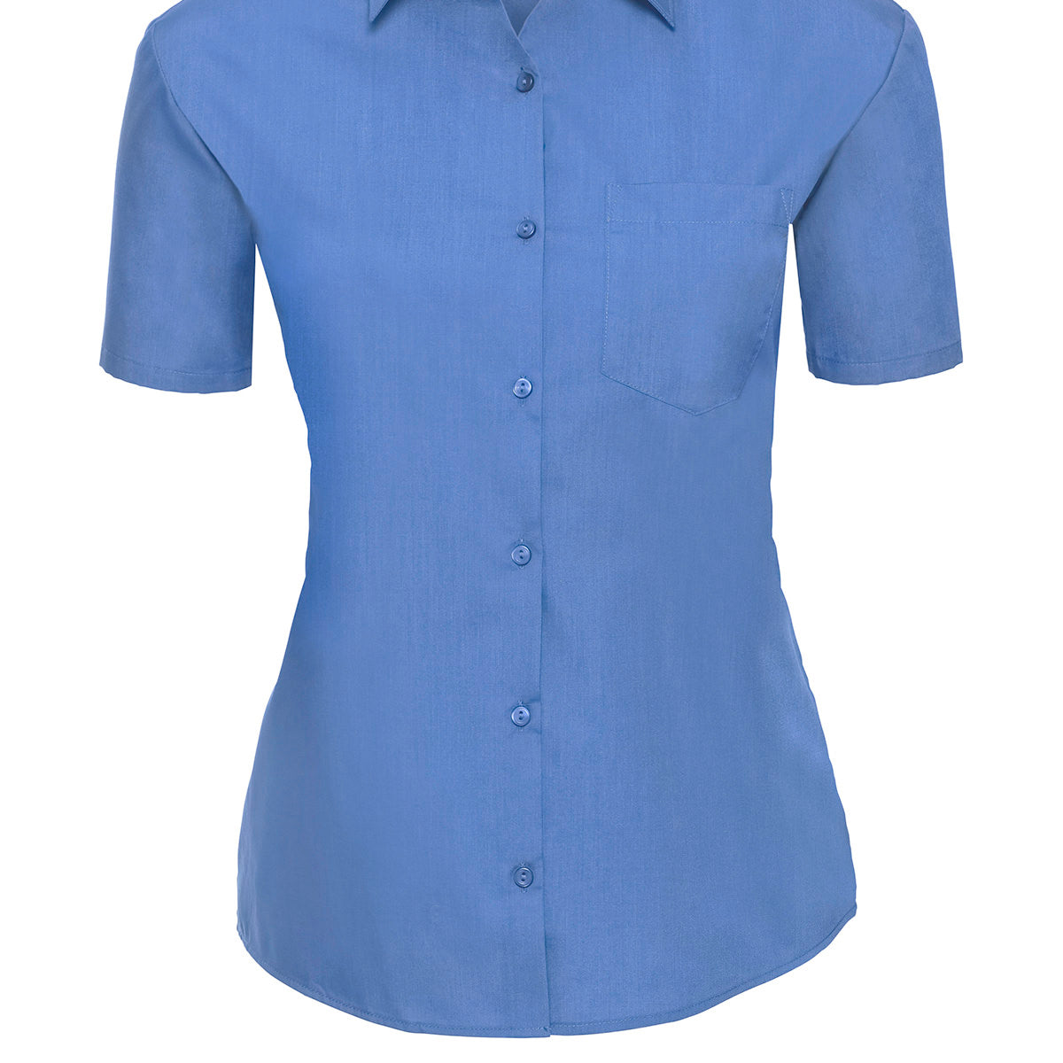 Russell Collection Women's Short Sleeve Polycotton Easycare Poplin Shirt