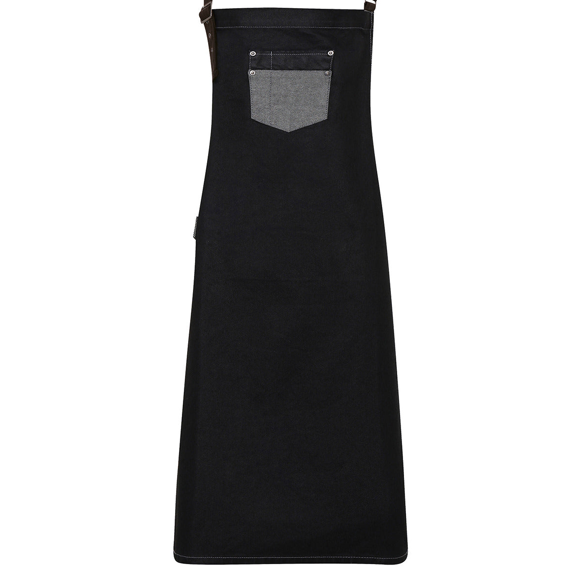PremierDivision Waxed-Look Denim Bib Apron With Faux Leather