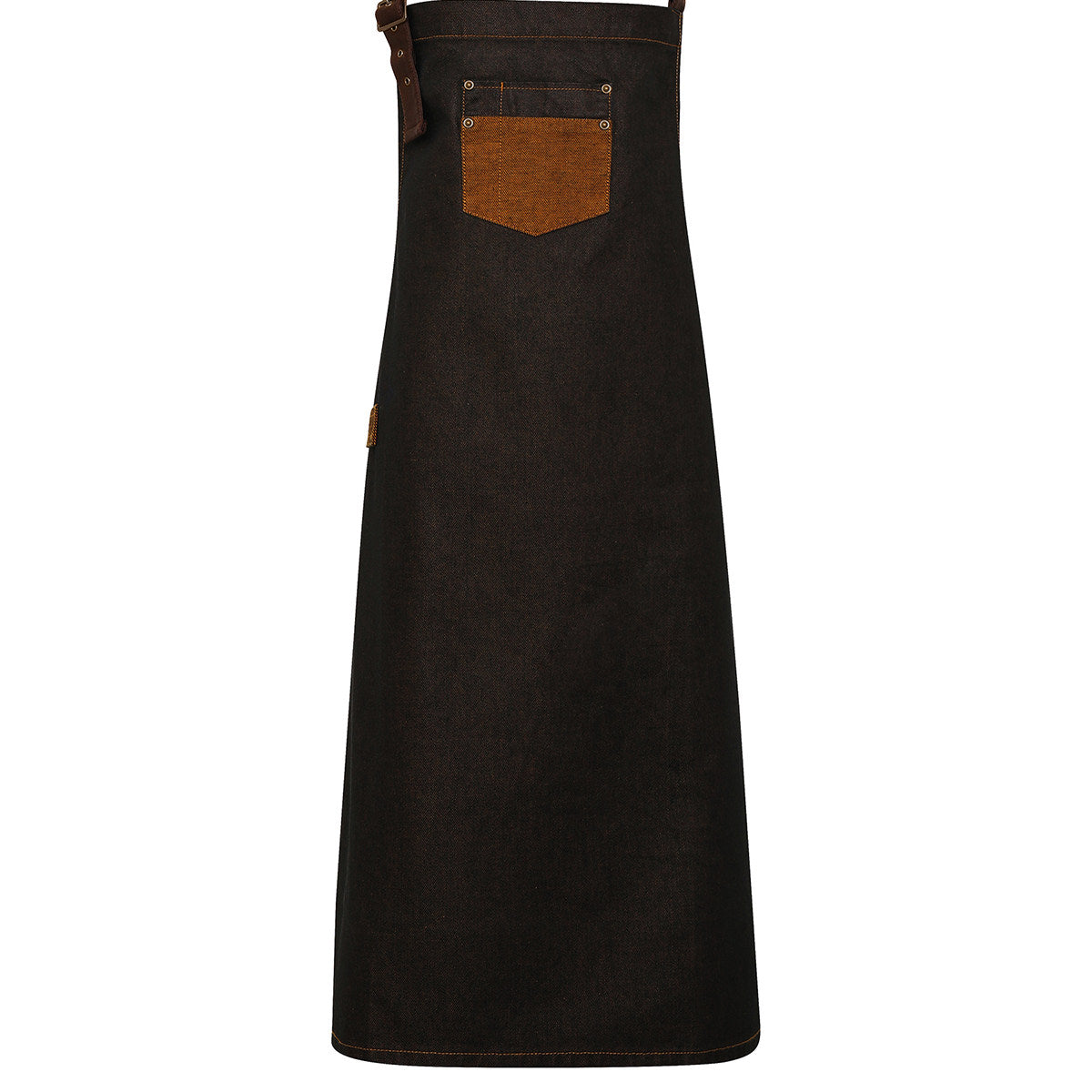 PremierDivision Waxed-Look Denim Bib Apron With Faux Leather