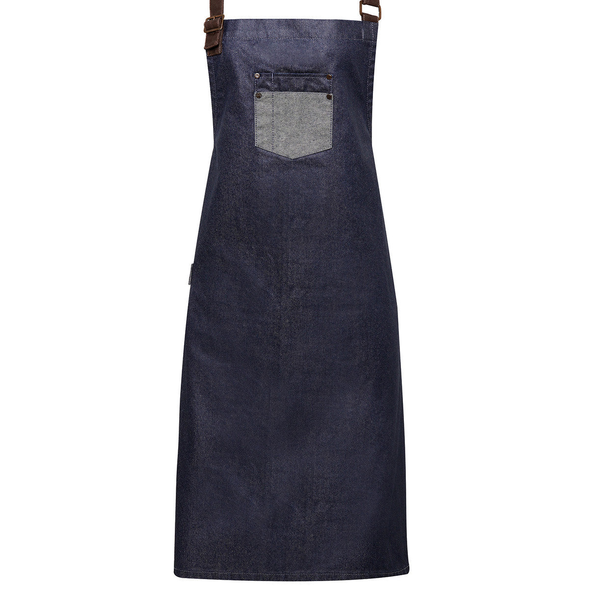 PremierDivision Waxed-Look Denim Bib Apron With Faux Leather