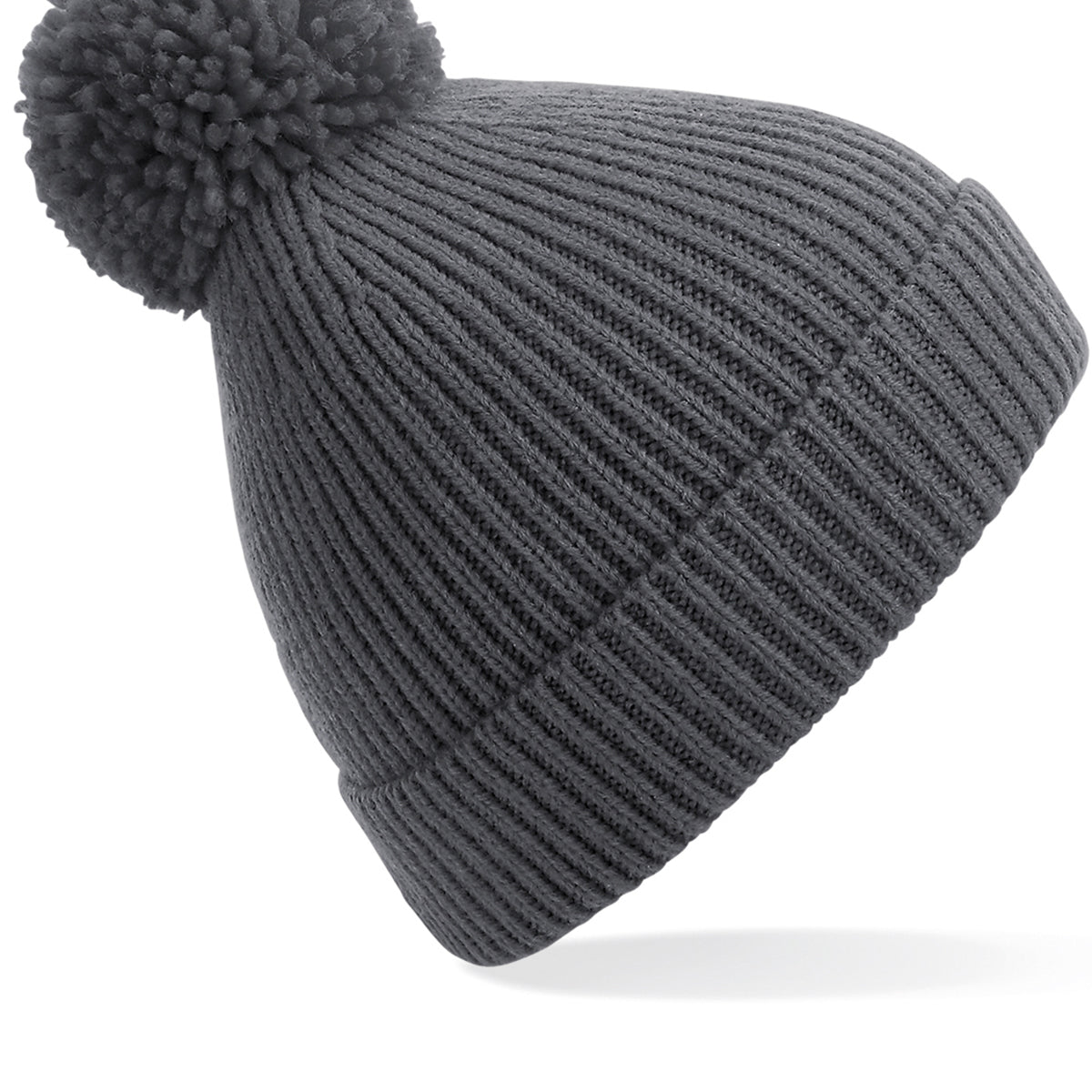 Beechfield Engineered Knit Ribbed Pom Pom Beanie