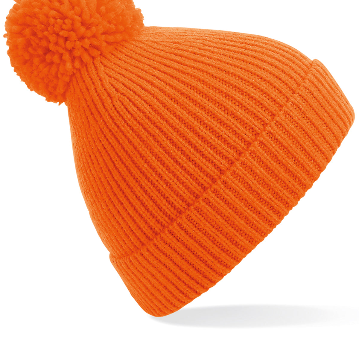 Beechfield Engineered Knit Ribbed Pom Pom Beanie