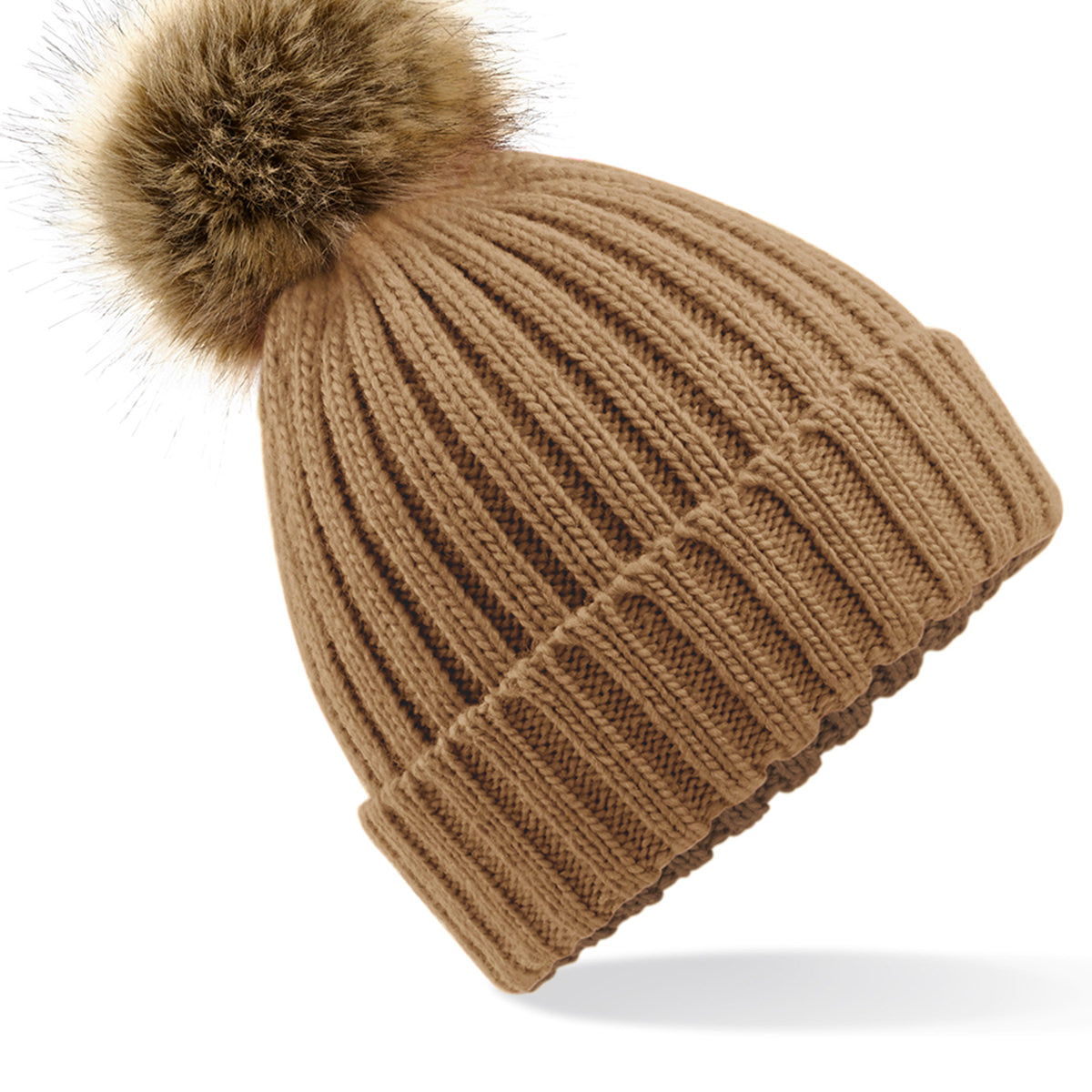 Beechfield Fur Pop Pom Chunky Beanie