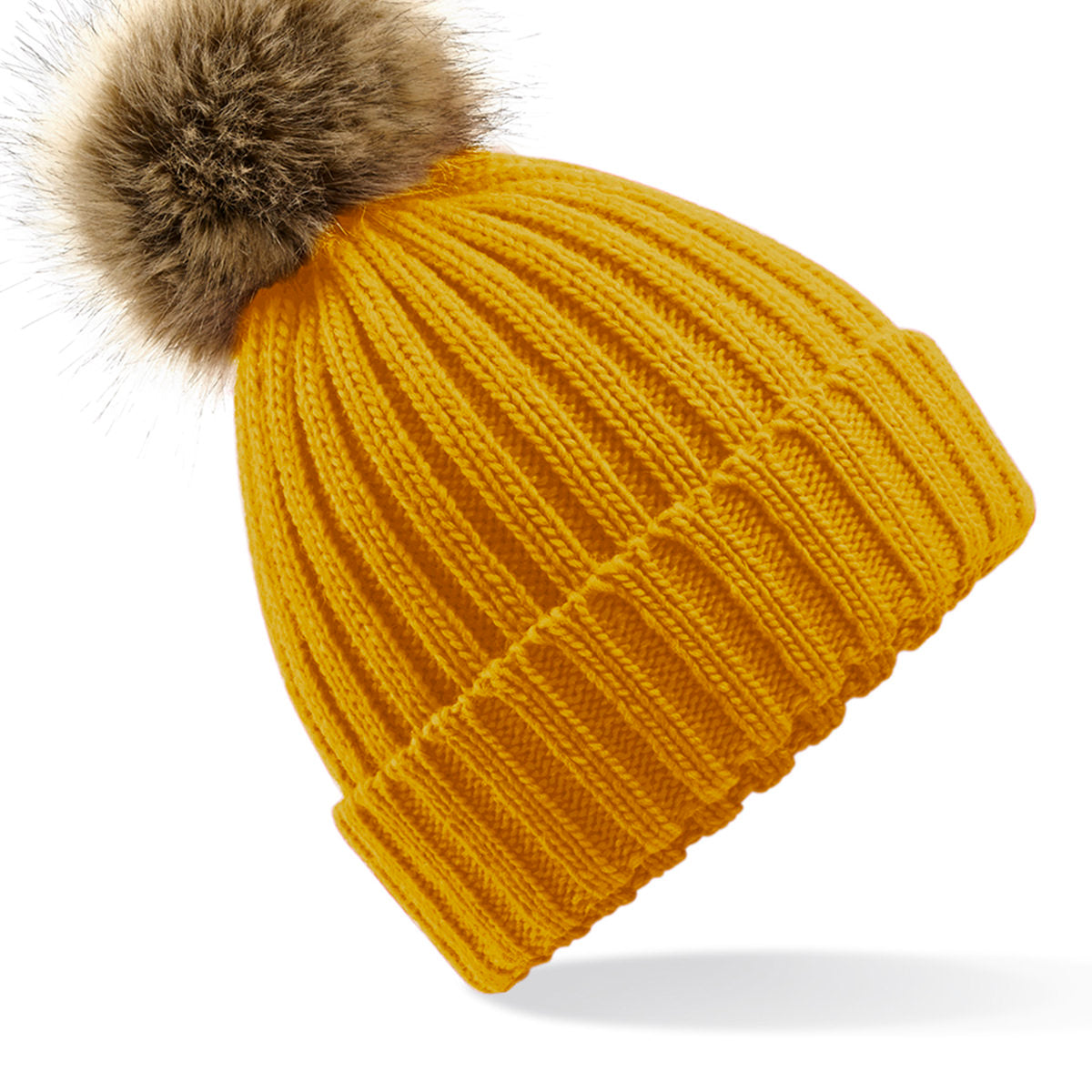 Beechfield Fur Pop Pom Chunky Beanie