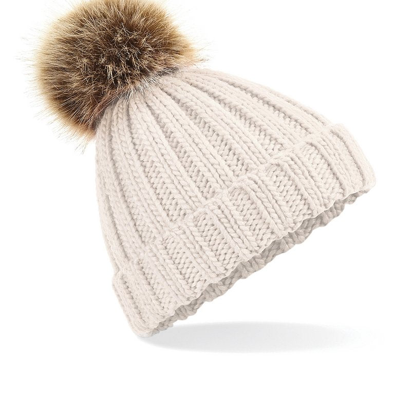 Beechfield Fur Pop Pom Chunky Beanie