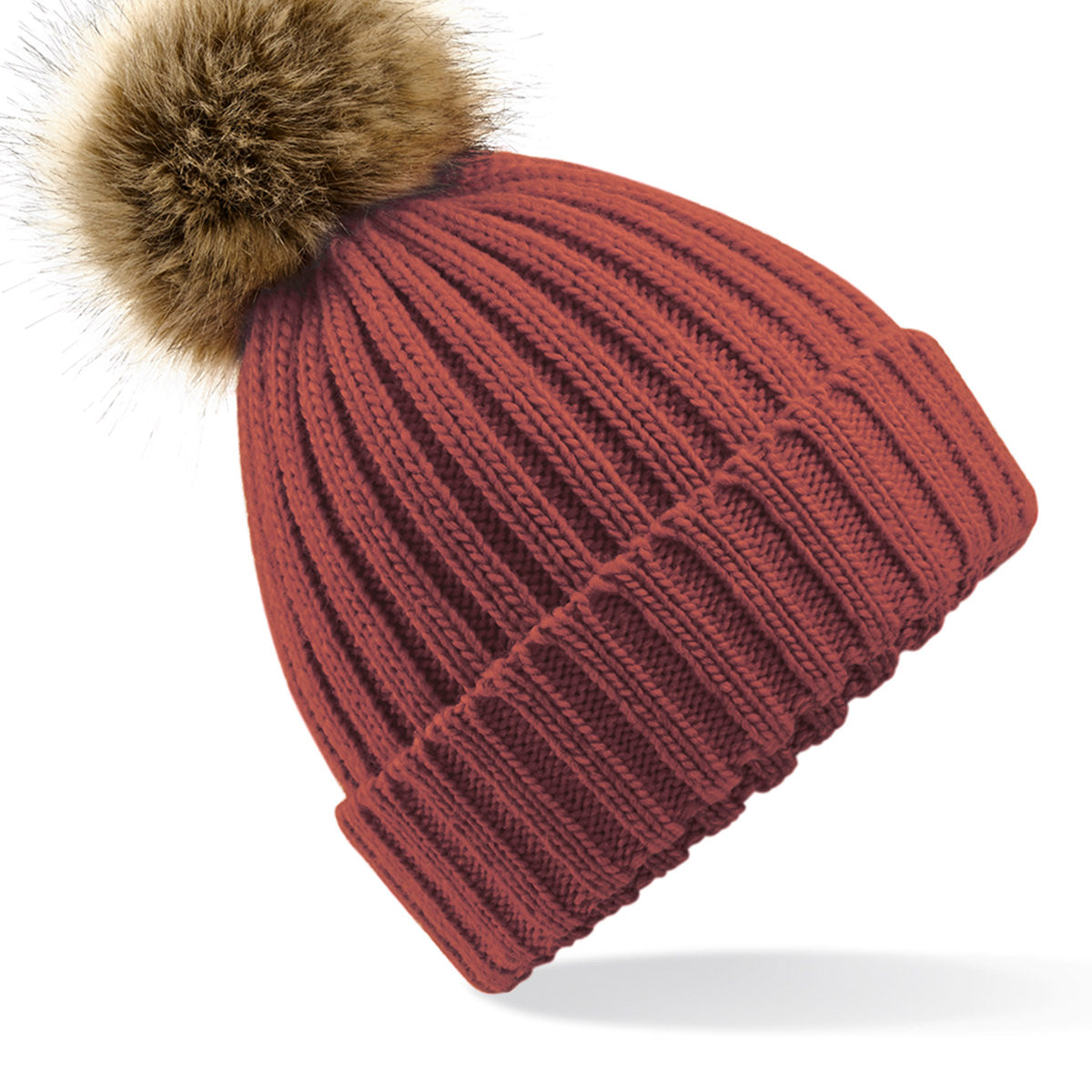 Beechfield Fur Pop Pom Chunky Beanie